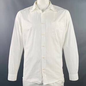 Size XL White Cotton One Pocket Relaxed Fit Long Sleeve Shirt
